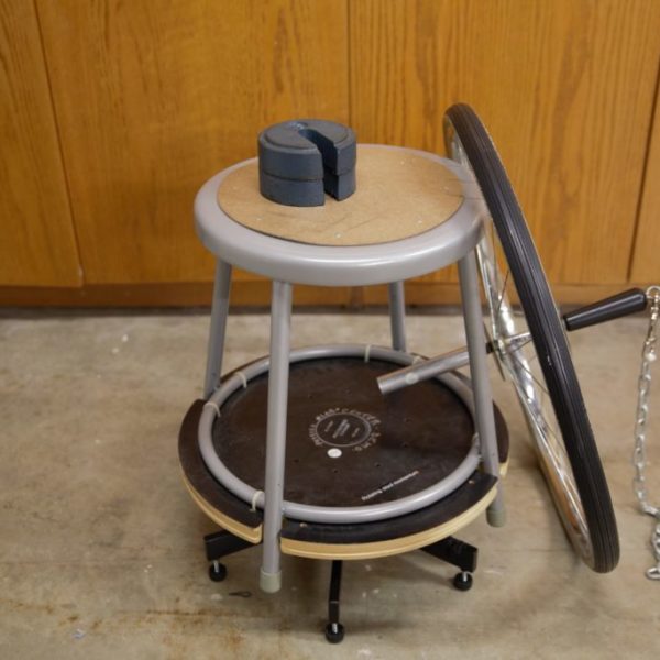 (1Q40.30) Rotating Stool with Bike Wheel and Weights