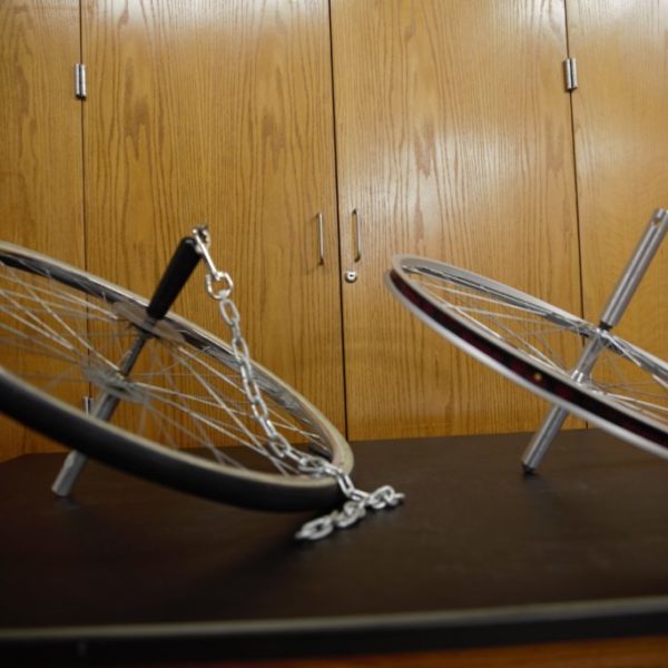 (1Q50.21) Bike Wheel Gyroscope on Rope
